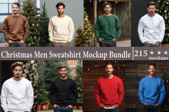 Christmas Men Sweatshirt Mockup Bundle Graphics