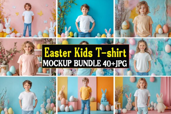 Easter Kids T-shirt Mockup Bundle 01: Graphics for Product Mockups