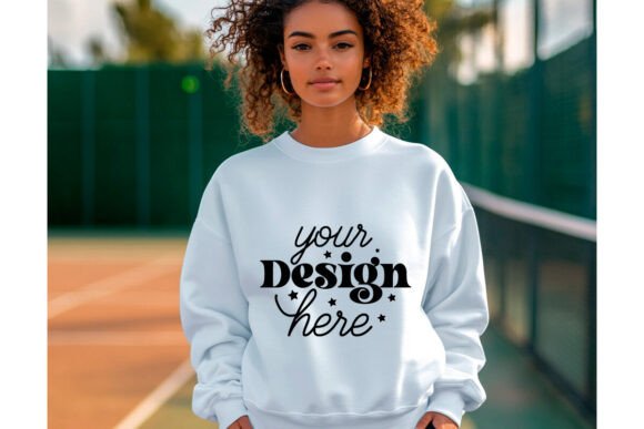 Gildan 18000 White Sweatshirt Mockup 41: Essential Graphics for Product Mockups