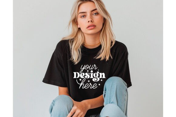 Gildan 64000 Black T-shirt Mockup 3: Graphics for Product Mockups