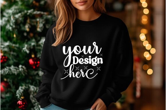 Gildan Christmas Sweatshirt Mockup 12 Graphics