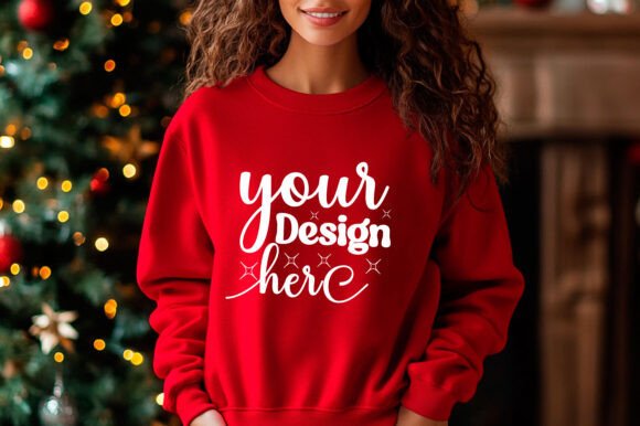 Gildan Christmas Sweatshirt Mockup 35 Graphics