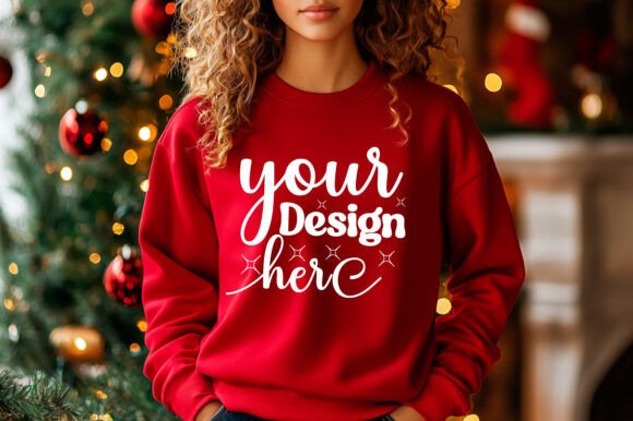 Gildan Christmas Sweatshirt Mockup 98 Graphics for Product Mockups