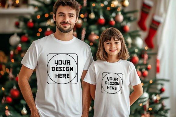 Graphics for Product Mockups: Christmas Dad and Me T-Shirt