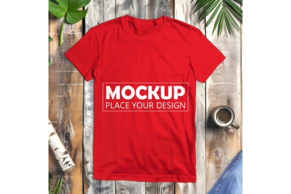 Red Round Neck Tshirt Mockup: Graphics & Product Mockups