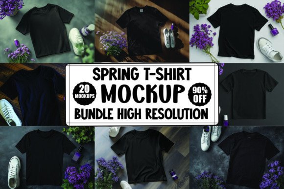Spring T-shirt Mockup Bundle: Graphics & Product Mockups